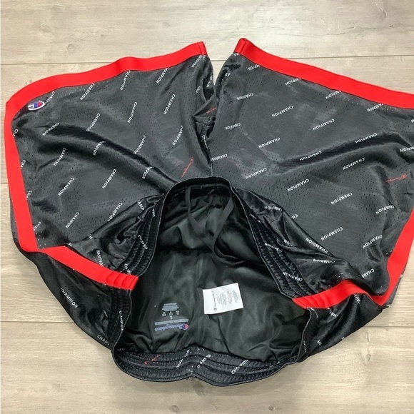 Mens Champion Large Shorts Logo Black Red Basketball Jersey Mesh Drawstring NWOT - Picture 7 of 10